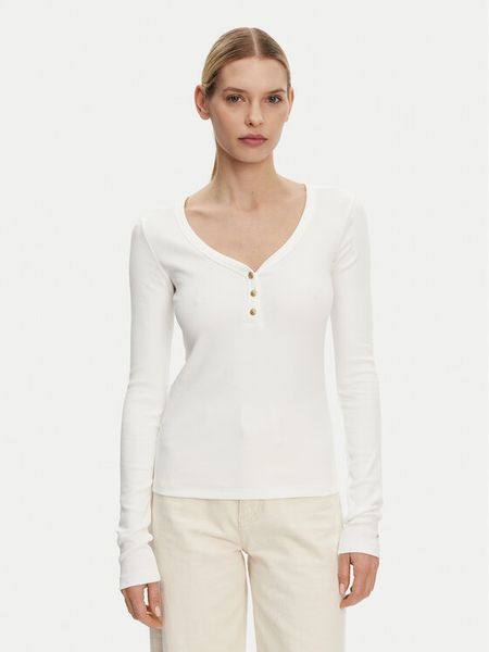 Tommy Hilfiger Bluzka Henley WW0WW43905 Biały Slim Fit. Białe bluzki TOMMY HILFIGER, m, bez wzorów, z bawełny, bez kołnierzyka, bez ramiączek. Za 199,99 zł.