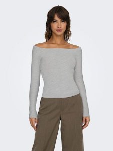 ONLY Koszulka w kolorze szarym rozmiar: XL. Szare bluzki ONLY, xl, bez wzorów, bez kołnierzyka, bez ramiączek. Za 61,46 zł.