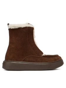 TWINSET Botki 252TGT01C Brązowy. Brązowe botki Twinset, bez wzorów, ze skóry, bez obcasa, na płaskiej podeszwie, bez zapięcia. Za 589,99 zł.