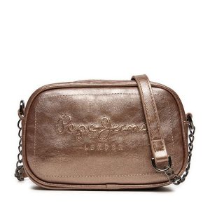 Torebka Pepe Jeans. Brązowe listonoszki Pepe Jeans, bez wzorów, z jeansu, bez dodatków. Za 169,99 zł.