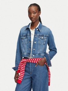 Tommy Jeans Kurtka jeansowa Trucker DW0DW22898 Niebieski Slim Fit. Niebieskie kurtki Tommy Jeans, l, bez wzorów, z bawełny, bez kaptura. Za 409,99 zł.