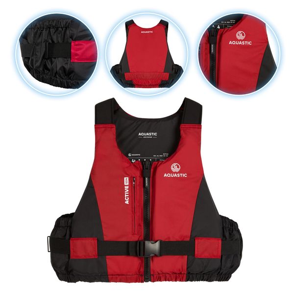 Kamizelka asekuracyjna AQUASTIC Active 50N. Czerwone kamizelki AQUASTIC, s, bez wzorów, bez kołnierzyka, bez ramiączek, bez kaptura. Za 199,99 zł.