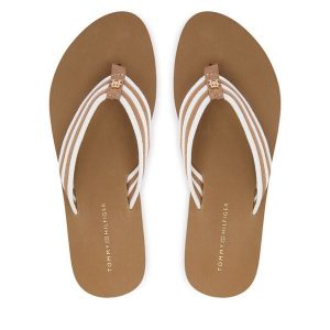 Japonki Tommy Hilfiger. Brązowe klapki TOMMY HILFIGER, bez wzorów, bez obcasa. Za 189,99 zł.