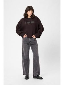 Kaffe Bluza w kolorze ciemnobrązowym rozmiar: L. Brązowe bluzy Kaffe, l, bez wzorów, bez kaptura. Za 152,99 zł.