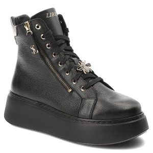 Czarne Sneakersy Libero Obuwie Ze Skóry. Czarne botki Libero, ze skóry, bez obcasa, bez zapięcia. Za 409,00 zł.