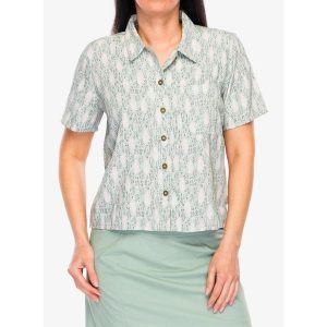 Koszula turystyczna damska Royal Robbins Camino Pucker S/S. Zielone koszule ROYAL ROBBINS, s, bez wzorów, bez kołnierzyka, bez ramiączek. Za 230,99 zł.