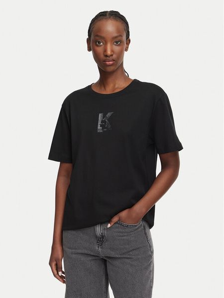 Karl Lagerfeld Jeans T-Shirt B3W17018 Czarny Regular Fit. Czarne t-shirty Karl Lagerfeld Jeans, m, bez wzorów, z bawełny, bez kołnierzyka, bez ramiączek. Za 219,99 zł.