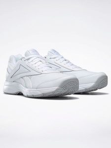 Reebok Skórzane sneakersy "Work N Cushion 4.0" w kolorze białym rozmiar: 40. Białe trampki Reebok, bez wzorów, bez zapięcia. Za 166,88 zł.