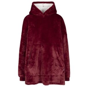 Trespass Cosiness - Obszerna bluza z kapturem At300 Dark Cherry. Czerwone bluzy Trespass, bez wzorów, z polaru, z kapturem. Za 349,99 zł.