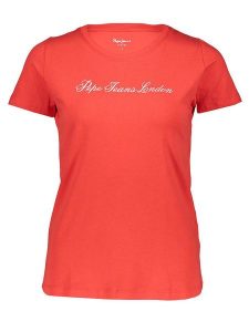 Pepe Jeans Koszulka w kolorze czerwonym rozmiar: L. Czerwone bluzki Pepe Jeans, l, bez wzorów, z jeansu, bez kołnierzyka, bez ramiączek. Za 87,81 zł.