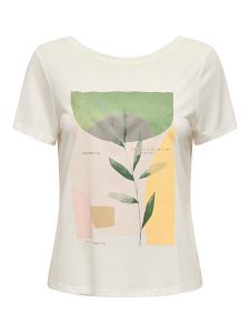 ONLY Koszulka "Free Life" w kolorze kremowym rozmiar: XL. Brązowe bluzki ONLY, xl, bez wzorów, bez kołnierzyka, bez ramiączek. Za 87,81 zł.