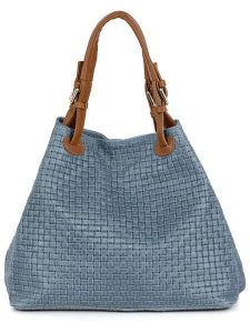 Lucca Baldi Skórzana torebka w kolorze błękitno-jasnobrązowym - 45 x 37 x 15 cm rozmiar: onesize. Brązowe torebki klasyczne Lucca Baldi, bez wzorów, z materiału, przez ramię, bez dodatków. Za 304,99 zł.