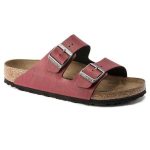 Klapki damskie Birkenstock Arizona BS Birko-flor. Czerwone klapki Birkenstock, bez wzorów, z materiału, bez obcasa. Za 287,00 zł.