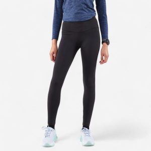 Legginsy do biegania damskie Kiprun Run 500 Warm ocieplane. Niebieskie legginsy KIPRUN, bez wzorów, z materiału. Za 129,99 zł.