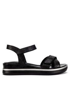 Lasocki Sandały WI23-MINT-03 Czarny. Czarne sandały Lasocki, bez wzorów, ze skóry, bez obcasa, na płaskiej podeszwie, bez zapięcia. Za 169,99 zł.