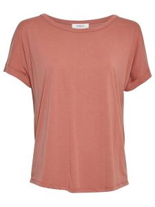 MOSS COPENHAGEN Koszulka "Fenya" w kolorze ceglanym rozmiar: XS/S. Czerwone bluzki Moss Copenhagen, s, bez wzorów, bez kołnierzyka, bez ramiączek. Za 74,46 zł.