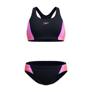 Strój kąpielowy damski dwuczęściowy Speedo Colourblock Splice 2.0. Czarne bikini Speedo, bez wzorów. Za 159,99 zł.
