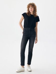 LTB Dżinsy "Freya" - Slim fit - w kolorze antracytowym rozmiar: W27/L32. Czarne jeansy LTB, z aplikacjami, z podwyższonym stanem. Za 83,42 zł.