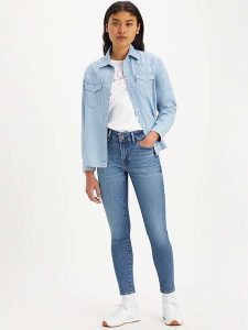 Levi's Dżinsy "711" - Skinny fit - w kolorze niebieskim rozmiar: W24/30. Niebieskie jeansy Levi's®, z aplikacjami. Za 148,96 zł.