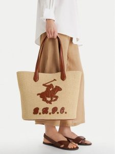 Beverly Hills Polo Club Torebka CEO-BHPC-S-003-09 Beżowy. Brązowe torebki klasyczne Beverly Hills Polo Club, bez wzorów, z materiału, bez dodatków. Za 229,99 zł.