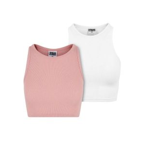 Top W Prążki Dla Kobiet (zestaw 2 Sztuk). Brązowe topy Urban Classics, xl, bez wzorów, casualowe, bez kołnierzyka, bez ramiączek. Za 75,99 zł.