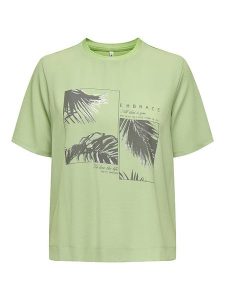 ONLY Koszulka "New Flora" w kolorze zielonym rozmiar: S. Zielone bluzki ONLY, s, bez wzorów, bez kołnierzyka, bez ramiączek. Za 79,03 zł.