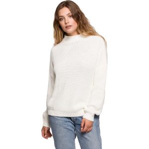 Ciepły Sweter z Krótkim Golfem - Ecru. Czarne golfy MOE, bez wzorów, z materiału. Za 209,90 zł.