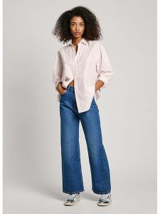 Pepe Jeans Koszula "Artemisa" w kolorze jasnoróżowo-białym rozmiar: XL. Białe koszule Pepe Jeans, xl, bez wzorów, z bawełny, bez kołnierzyka, bez ramiączek. Za 197,63 zł.