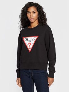 Guess Bluza Original W2YQ16 KBA10 Czarny Regular Fit. Czarne bluzy Guess, xs, z aplikacjami, z bawełny, bez kaptura. Za 159,99 zł.