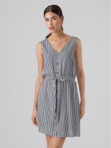 Vero Moda Sukienka letnia Bumpy 10286519 Granatowy Regular Fit. Niebieskie kombinezony Vero Moda, na lato, m, bez wzorów, z wiskozy, bez kołnierzyka, bez ramiączek. Za 89,99 zł.