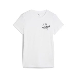 Damska koszulka ESS SCRIPT PUMA White. Białe koszulki sportowe Puma, bez wzorów, bez ramiączek. Za 77,99 zł.