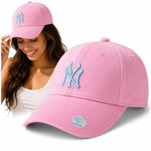 Czapka New York Yankees NY Różowa Damska Baseballówka Regulowana MLB. Czerwone czapki NICEBIKE, bez wzorów, z bawełny, casualowe. Za 89,99 zł.