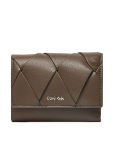 Calvin Klein Portfel Ck Woven Small Trifold K60K612953 Khaki. Brązowe portfele Calvin Klein, bez wzorów, ze skóry. Za 169,99 zł.