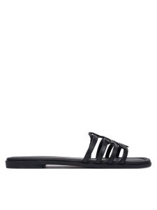 Tommy Hilfiger Klapki Th Script Flat Mule Lth FW0FW09368 Czarny. Czarne klapki TOMMY HILFIGER, bez wzorów, ze skóry, bez obcasa. Za 409,99 zł.