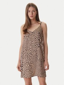 DKNY Koszula nocna YI60099 Beżowy Regular Fit. Brązowe koszule nocne DKNY, bez wzorów, z syntetyku, bez ramiączek. Za 279,99 zł.