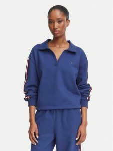 Tommy Hilfiger Bluza Rugby UW0UW06629 Niebieski Relaxed Fit. Niebieskie bluzy TOMMY HILFIGER, xs, bez wzorów, z bawełny, bez kaptura. Za 329,99 zł.