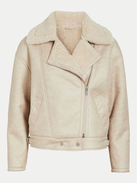 Vila Kurtka z imitacji skóry Risi 14098061 Beżowy Regular Fit. Brązowe kurtki Vila, bez wzorów, ze skóry, bez kaptura. Za 279,99 zł.