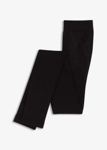 Modelujące legginsy z efektem push up i kontrolą brzuszka, z wygodnym paskiem, nieprzezroczyste 80 DEN. Czarne legginsy bonprix, bez wzorów. Za 49,99 zł.