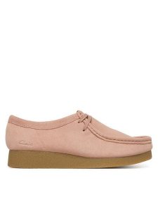 Clarks Półbuty WallabeeEVOSh 26186342 Różowy. Czerwone półbuty Clarks, bez wzorów, ze skóry, bez obcasa, na płaskiej podeszwie, bez zapięcia. Za 429,99 zł.