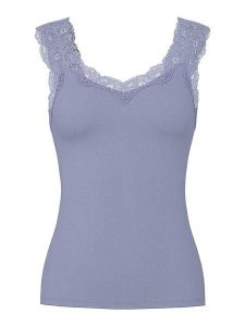 Pieces Top "Pcbarbera" w kolorze fioletowym rozmiar: L. Różowe topy Pieces, l, bez wzorów, z koronki, bez kołnierzyka, bez ramiączek. Za 52,92 zł.