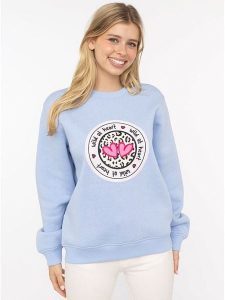 Zwillingsherz Bluza "Romy" w kolorze błękitnym rozmiar: L/XL. Niebieskie bluzy Zwillingsherz, l, bez wzorów, bez kaptura. Za 237,73 zł.