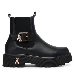 Sztyblety Patrizia Pepe. Czarne botki Patrizia Pepe, bez wzorów, bez obcasa, na płaskiej podeszwie, bez zapięcia. Za 499,99 zł.