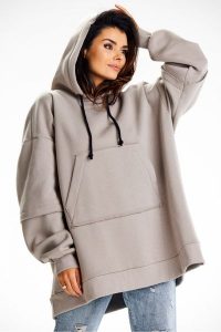 Bluza damska oversize z kapturem bawełna premium szara. Szare bluzy Infinite You, l, z aplikacjami, z bawełny, z kapturem. Za 299,00 zł.