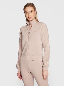 Guess Bluza New Allie Scuba V2YQ17 K7UW2 Beżowy Regular Fit. Brązowe bluzy Guess, s, z aplikacjami, z wiskozy, bez kaptura. Za 239,99 zł.