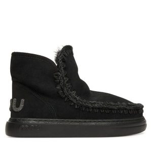 Śniegowce Mou. Czarne buty zimowe Mou, bez obcasa, bez zapięcia. Za 909,99 zł.