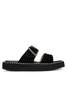 EMU Australia Klapki Scarlet W13267 Czarny. Czarne klapki EMU Australia, bez wzorów, ze skóry, bez obcasa. Za 429,99 zł.