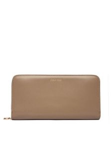Calvin Klein Portfel Ck Large Zip Around LV04F1093G Beżowy. Brązowe portfele Calvin Klein, bez wzorów, ze skóry. Za 329,99 zł.