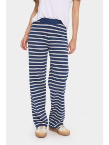 SAINT TROPEZ Spodnie w kolorze niebiesko-białym rozmiar: L. Niebieskie spodnie z wysokim stanem Saint Tropez, bez wzorów, z materiału, z podwyższonym stanem. Za 126,99 zł.