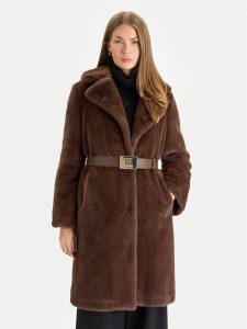 Gaudi Futro 521FD39003 Brązowy Regular Fit. Brązowe płaszcze Gaudi, bez wzorów, z futra, bez kaptura. Za 979,00 zł.