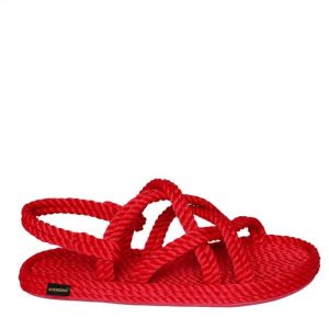 Sandały damskie BODRUM. Czerwone buty trekkingowe Aulp, bez wzorów, bez obcasa, bez zapięcia. W wyprzedaży za 159,99 zł.